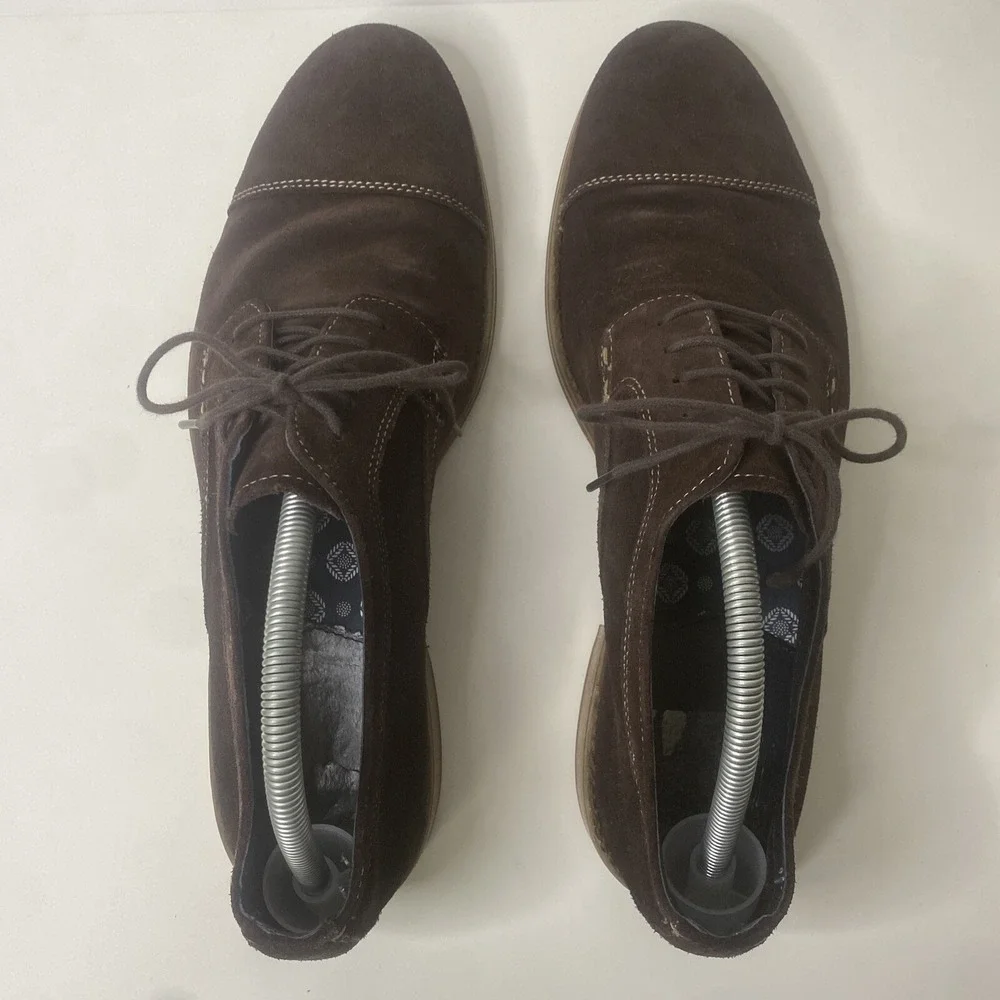 Johnston Murphy‎ Brown Suede Cap Toe Lace Up Oxfords Shoes Men's 11M (59-10727)